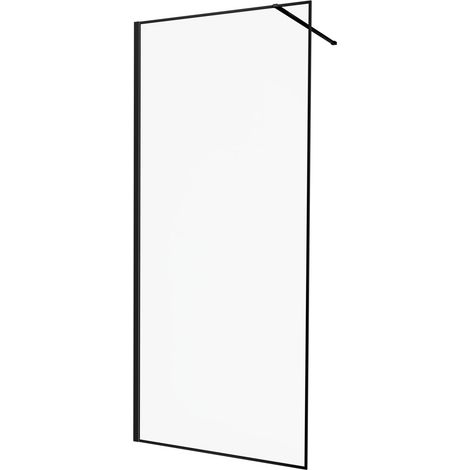 KINEDO - Paroi Douche Solo Design+ - Verre 6 mm Traité Anti-Calcaire - Profilé & Cadre Fin Aluminium Finition Noire mate - Fabriquée en France - L.80 x H.200 cm - Verre Transparent (1/5)