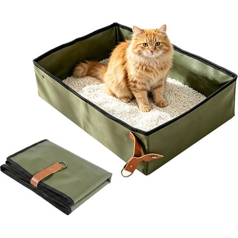 Lettiera portatile, lettiera pieghevole, lettiera impermeabile – Lettiera portatile pieghevole (verde) adatta per viaggi, campeggio e attività all'aperto. (1/5)