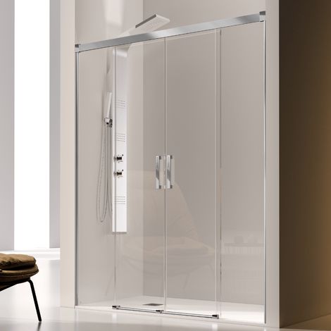 Mampara de ducha frontal 2 Fijos + 2 Puertas Correderas 160  cm GLASÉ