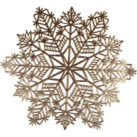 Assiette de Présentation Flocon de Neige Doré - Set de Table Plastique 38 x 38 cm - PANGIVO (1/4)