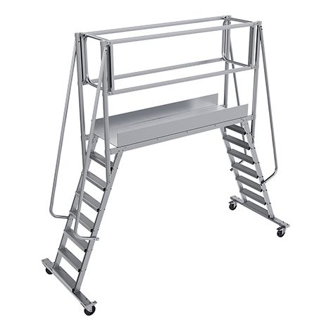 Plateforme double accès 9 marches - Hauteur max. de travail 3.88m - PONT09-1800-GC