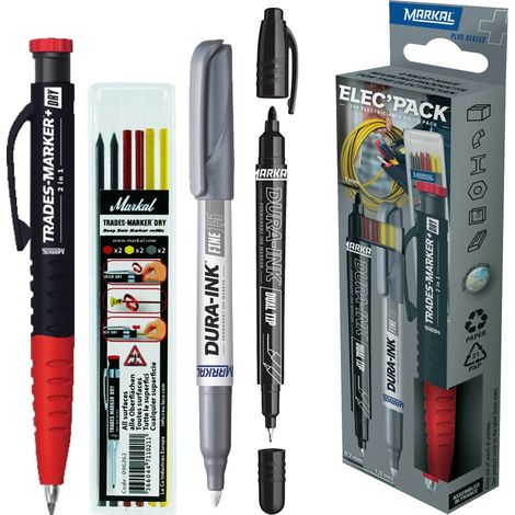 Ensemble de stylo marqueur Markal 22272 3 pièces + noyau de crayon