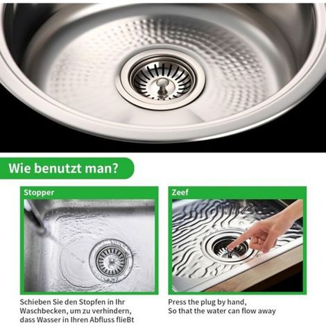 80mm Bouchon d'Evier de Cuisine - épaissi Acier Inoxydable Panier pour Bonde Evier Cuisine - Crépine d'évier Universelle Anti Colm (1/5)