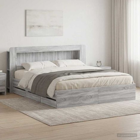 Estructura de cama con almacenamiento gris 180 x 200 cm (1/5)