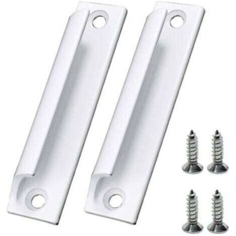 Poignées de porte coulissantes en alliage d'aluminium blanc pour meubles et fenêtres, avec vis. (1/4)