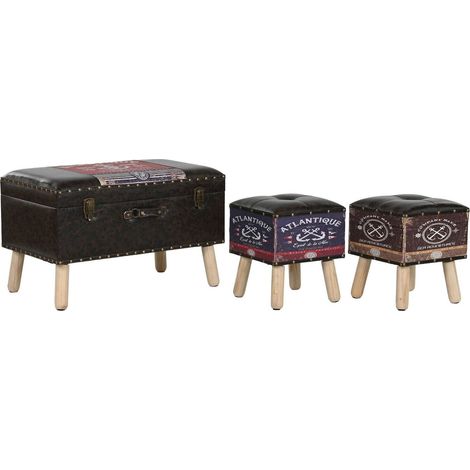 Coffre vintage multicolore en bois pour rangement élégant - Multicolore vintage avec tons bruns (1/5)