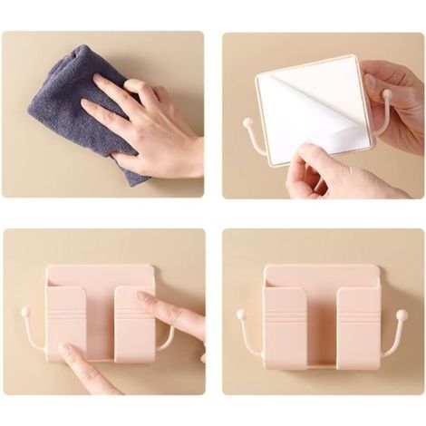 (Rose) Support mural pour téléphone portable, boîte de rangement murale pour climatiseur, mini boîte de rangement murale pour télécommande pour la famille et le bureau (1/4)