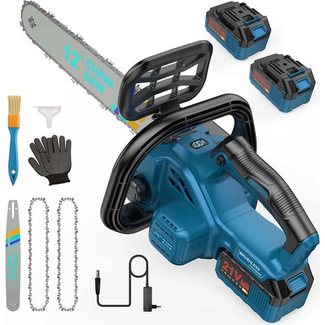 Tronçonneuse sans fil 12" Moteur sans balais 2 batteries 5000 mAh (1/5)