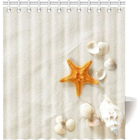 CSPARKV Rideau de douche orange étoile de mer beige plage haute qualité salle de bain 120 x 180 cm (1/4)
