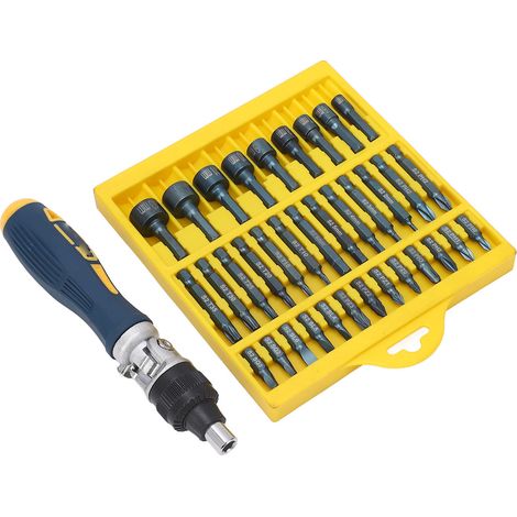 Jeu de 36 tournevis magnétiques avec socle rotatif, embouts et cliquet 1/4, kit d'outils de réparation auto (1/5)
