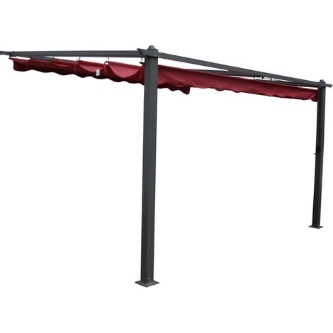 pergola addossata da esterno eurogarden "daiana" in alluminio burgundy 4x3 m (1/2)