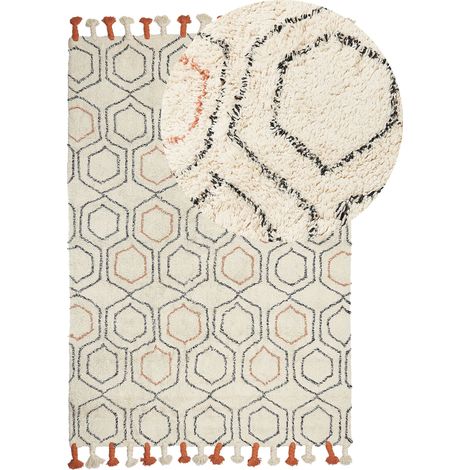 Rug HAJIPUR Beige 140 x 200 cm Cotton (1/5)