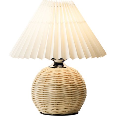 Lampe de chevet moderne,abat-jour beige,base en métal tressé façon rotin,idéale pour la chambre,le salon et le bureau à domicile.