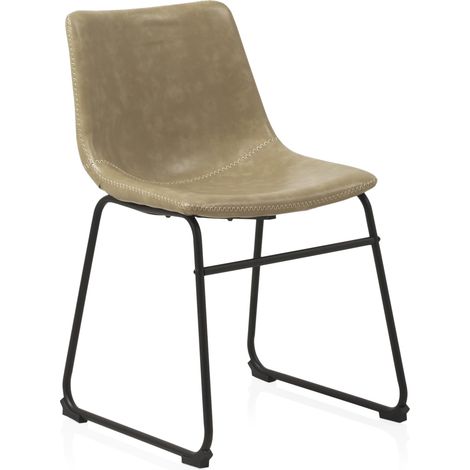 Lot de 4 chaises rembourrées couleur crème avec pieds en métal noir (1/5)