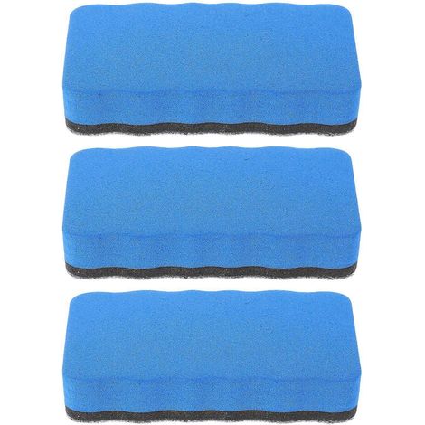 Lot de 3 effaceurs à sec pour tableau blanc, réutilisables, pour bureau.-10.40X5.50X2.00CM-Blue (1/4)