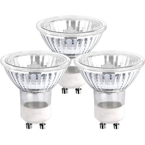 Lot de 3 ampoules halogènes GU10 50W blanc chaud, indice de rendu des couleurs élevé, économie d'énergie et durables, projecteurs à quartz pour éclairage domestique et commercial (1/5)