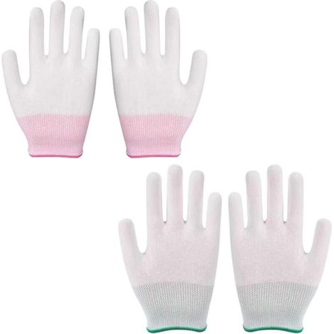 Two-pack of professional heat-resistant gloves, heat-proof gloves, pot holders, kitchen gloves, suitable for air fryers, barbecues, gardening, and kitchen use. Anti-static protection (pink size S, gre (1/5)
