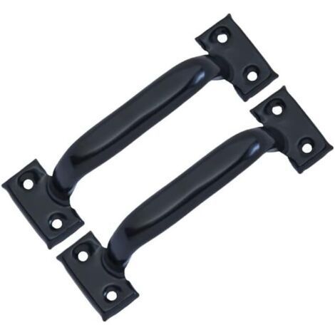 Set of 2 Vintage Barn Door Handles for Kitchen Cabinets, 101mm Hole Center, Black Iron (1/5)