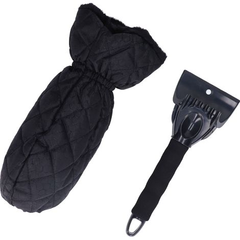 Gant grattoir à glace imperméable 2 en 1, avec bande élastique, prise facile, anti-froid pour voiture, grattoir à neige, noir (1/5)