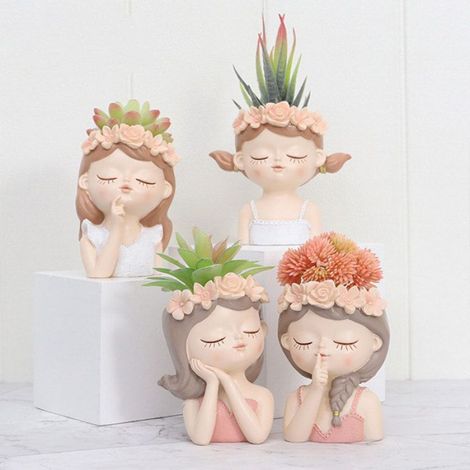 Pot de planteur de visage Pot de fleurs en résine pour visage, tête mignonne, succulente, pour plantes deco pack (1/5)