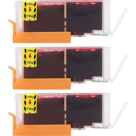 Lot de 3 cartouches d'encre de 13 ml, compatibles avec les imprimantes jet d'encre Canon PIXMA (rouge). (1/5)