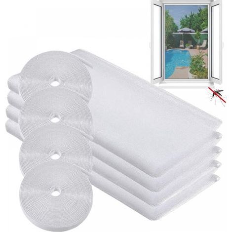 1,3 m x 1,5 m, zanzariera per finestra, rete antizanzare, schermo per finestra, 4 rotoli di rete antizanzare per finestra (1/3)