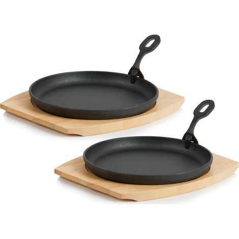 BBQ-Toro Poêle de service avec sous-plat en bois  Ø 22 cm  Poêle à griller
