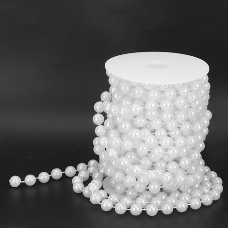 Rideau de perles continu de 10 mètres, orné de perles d'imitation de 12 mm, pendentif décoratif (blanc) (1/3)
