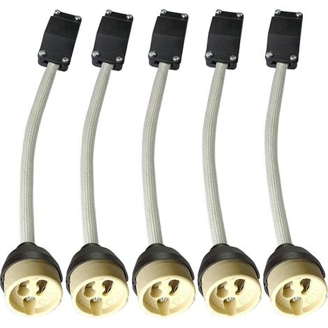 5x Hochtemperaturbeständige GU10-Lampenfassungen, Keramik mit Anschlussdose, 0-250 V für LED-Lampen (1/5)