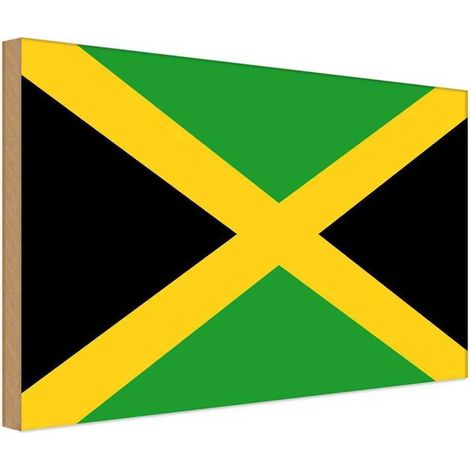 Panneau en bois 30x40 cm Drapeau jamaïcain, bannière, armoiries (1/4)
