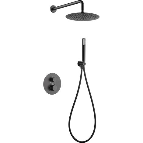 Imex - Columna Ducha Empotrada Termostatica Black Gun Serie Line