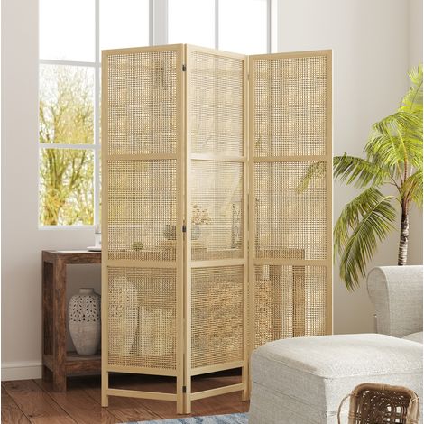 Paravento pieghevole a 3 pannelli 135 x 180 cm in rattan sintetico, telaio in pino, naturale HAVRYA (1/5)