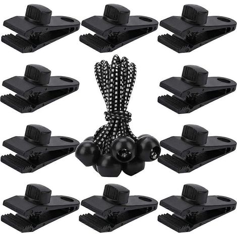 Pinces de bâche robustes à verrouillage, lot de 20, fixations pour toiles d'ombrage, clips pour tendeurs élastiques de bâche de piscine (1/5)