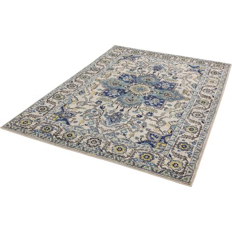 Nova Abstract Traditional NV24 Rug for Living Room Bedroom Bordered Medallion Floral Modern Blue Rug in Medium 120x170 cm (4'x5'6") (1/4)