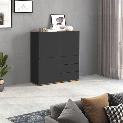 Buffet haut moderne anthracite mat/chêne wotan Grana (1/5)