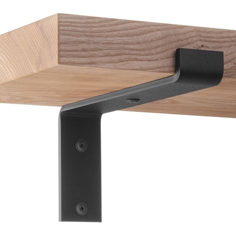 HOLZBRINK Metall Regalträger für Wandregal, Wandhalterung 250 mm, Schwarz, 1 Stück, HLR-Z-250-9005