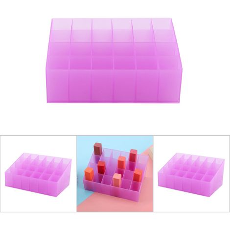 Kosmetik-Organizer-Etui mit 24 Fächern, Schminkbox, Lippenstifthalter (PP lila, 14,5 cm) (1/5)