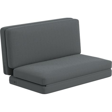 Canapé-lit 3-en-1 Pliable Haut de Gamme - Support 240kg - Velours Gris Foncé - Convertible Salon/Chambre (1/5)