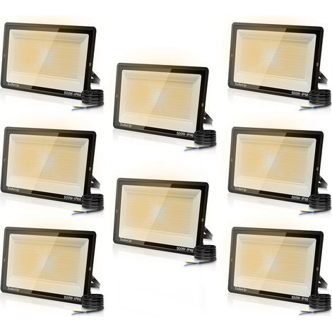 8PCS 500W Projecteur LED Extérieur, Spot LED Exterieur 50000LM Super Lumineux 3500K Blanche Chaude Éclairage de Sécurité Extérieur IP66 Imperméable pour Garage Jardin Terrasse Parking (1/5)