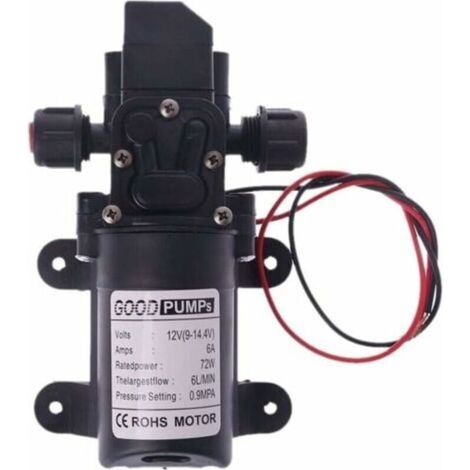 12V DC 70W 130 FT 6 L/min Hochdruckwasserpumpe mit Membran-Ansaugung (Spannung: 12V)