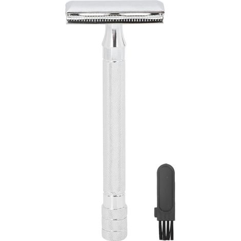 Vintage-Sicherheitsrasierer mit wiederverwendbarem Griff für Bartpflege und Salongebrauch, Silber (Klinge nicht enthalten)