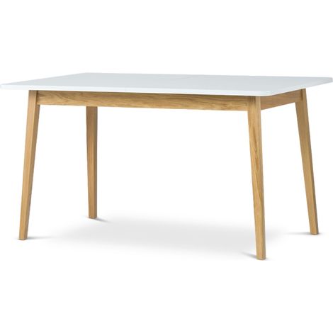 KONSIMO Esstische Höhe 75cm und Eichenholzbeine "FRISK", Weiß, Spanplatte, Scandinavian, 160x75x90cm (1/4)