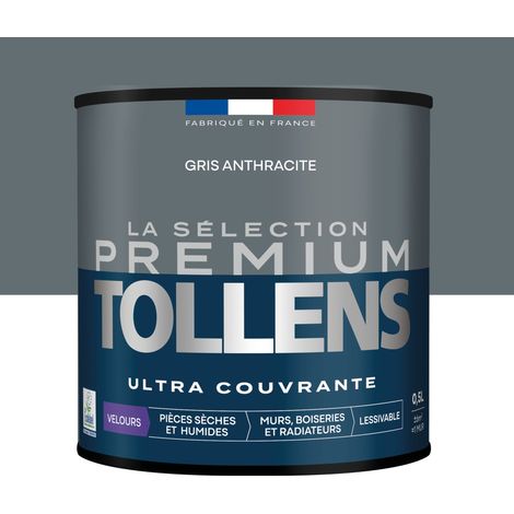 Tollens - Peinture intérieure couleurs - La Sélection Premium Velours - Ultra Couvrante - Gris Anthracite 0,5 L - 6m²