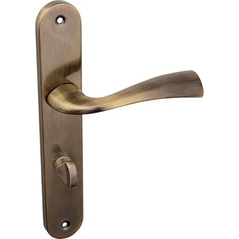 Maniglia per porta WC MALTA Patina 72 mm su piastra lunga