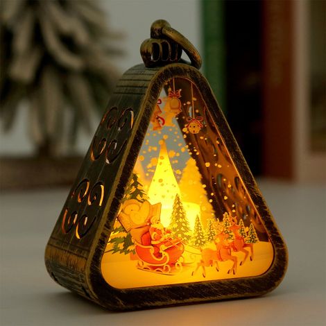 Veilleuse De Noël - Scène Festive Avec Père Noël Flocon De Neige Renne - Lampe À LED Pour Bureau Fenêtre - Décoration Intérieure - 1 Pièce (1/5)