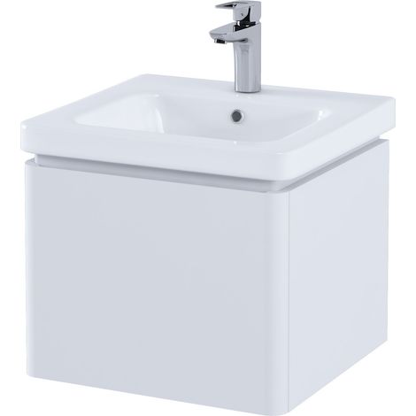 RAK Resort Wall Hung 1-Drawer Vanity Unit with Basin 500mm Wide - Matt White (1/2)