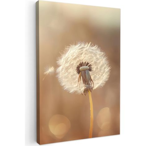 TABLEAU SUR TOILE Pissenlit - Beige - Nature - Fleur Cadre Décoration Murale 40x60 cm