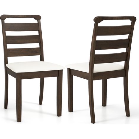 COSTWAY Modern Dining Chair Set of 2 Upholstered Farmhouse Chairs-Walnut (1/5)