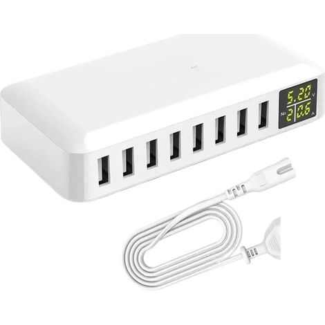 Chargeur USB avec Affichage Numérique LED, 40W, 8a Max, 2,4 A, Hub USB À 8 Ports, for Smartphone Et Autres Appareils Sécurité Rapide (1/5)