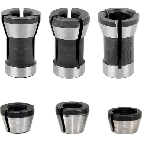 6-teiliges Präzisions-Spannfutterset 6 mm, 1/4" und 8 mm für Holzbearbeitungs-Fräsmaschinen, Adapter für Holzbearbeitungswerkzeuge